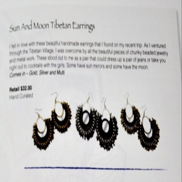 Sun & Moon Tibetan Earrings - Picture 3 of 3